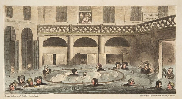 Public Bathing at Bath or Strewing Alive, from The English Spy, pub