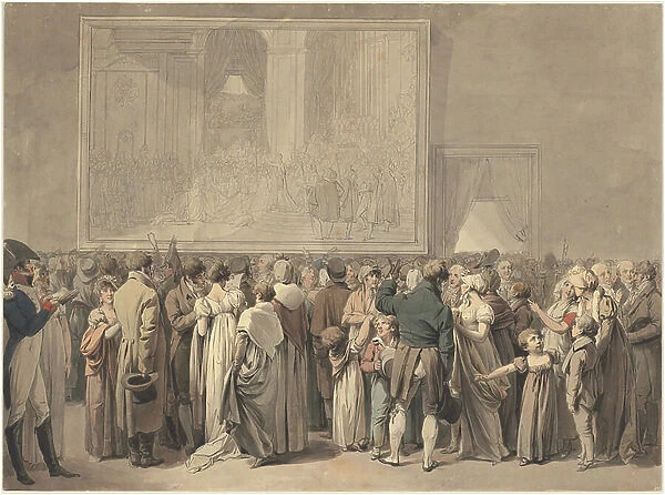 The Public in the Salon of the Louvre, Viewing the Painting of the 'Sacre', begun 1808 (pen, ink and w / c)