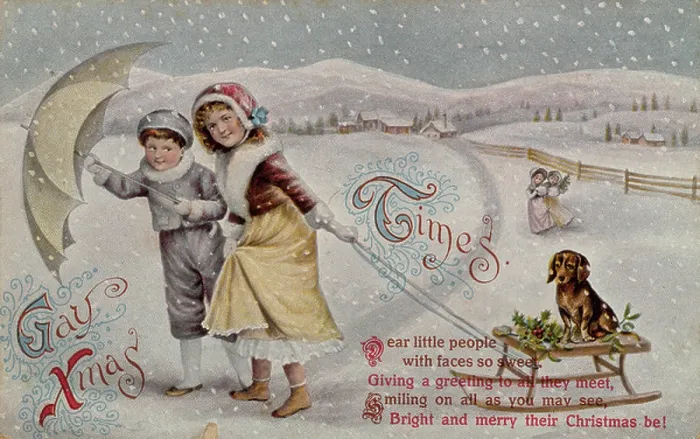 Framed Print : Pulling a sledge, Victorian postcard Framed Print : Pulling a sledge, Victorian postcard