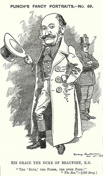 Punch cartoon: Henry Charles Fitzroy Somerset, 8th Duke of Beaufort, English soldier and Conservative politician (engraving)