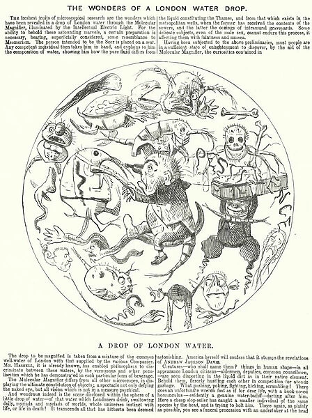 Punch cartoon: The Wonders of a London Water Drop (engraving)