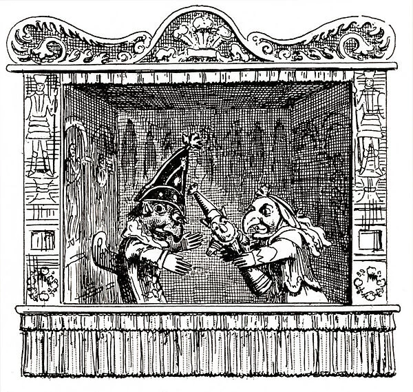 Punch and Judy. After the illustration by George Cruikshank. From Punch and Judy, published 1828