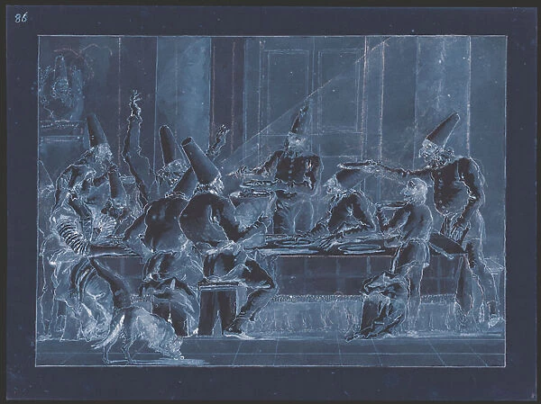 Punchinellos feasting, 1785-86 (chalk, pen & ink, & wash on paper)