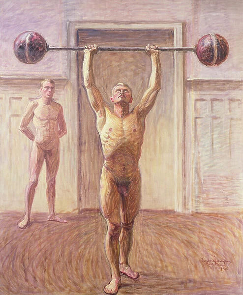 Pushing Weights with Two Arms Number 2, 1913 (oil on canvas)