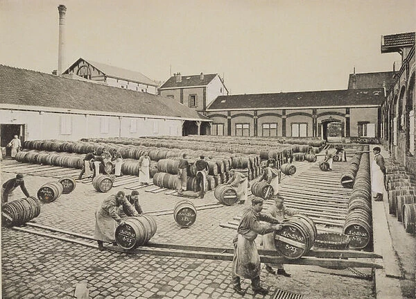Putting the wine in barrels, from La France Vinicole, published by Moet & Chandon, Epernay (photolitho)