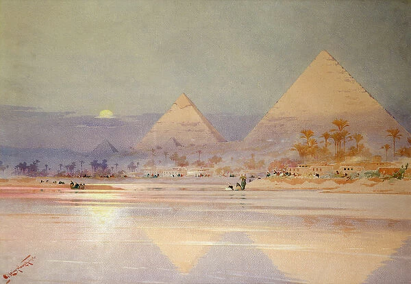 The Pyramids at dusk (w  /  c on paper)