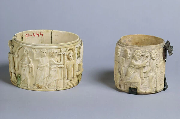 Two pyx with reliefs depicting the resurrection of Lazarus