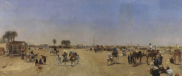 The Qasr al-Nil Bridge at Cairo, 1881 (oil on canvas)
