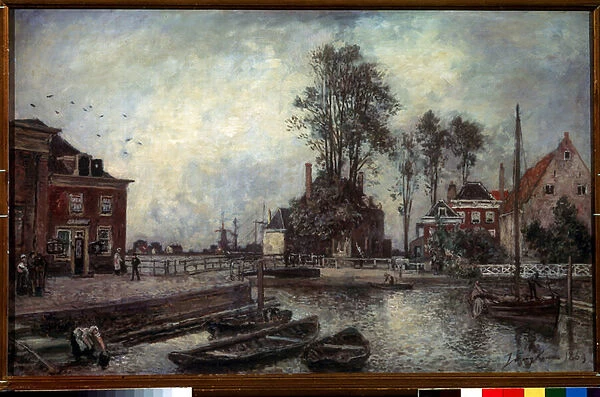 Quai du canal (A canal embankment). Peinture de Johan Barthold Jongkind (1819-1891), 1869. Impressionnisme. Huile sur toile. Musee Pouchkline, Moscou