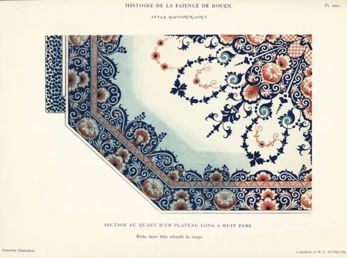 Framed Print : Quarter section of a long octagonal platter, festoon style, Roue, 1870 (chromolithograph) Framed Print : Quarter section of a long octagonal platter, festoon style, Roue, 1870 (chromolithograph)