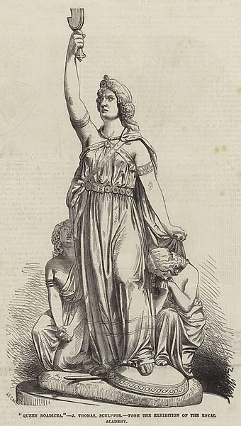 'Queen Boadicea, 'J Thomas, Sculptor (engraving)