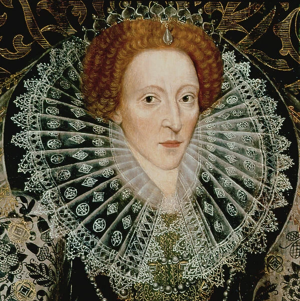 Queen Elizabeth I (detail), c. 1585-90 (oil on panel)