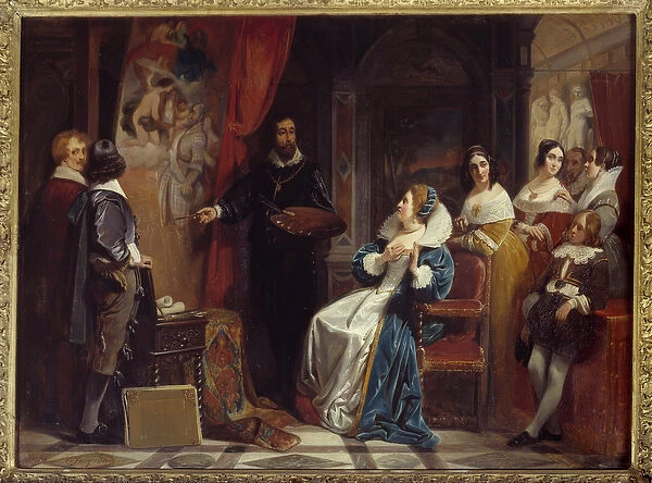 Queen of France Marie de Medicis (1573-1642) visiting the workshop of the painter Pierre