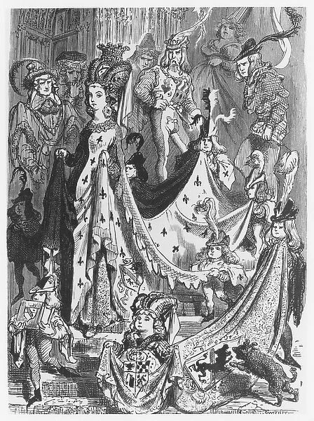 A queen, illustration from Les Contes Drolatiques by Honore de Balzac