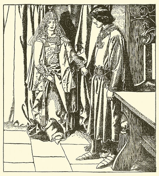 Queen Morgana appears unto Sir Launcelot (litho)