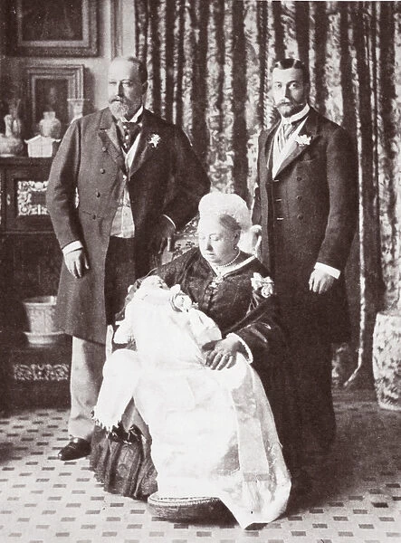 Queen Victoria Holding King Edward VIII at his Christening on July 16th, 1894 (b  /  w photo)
