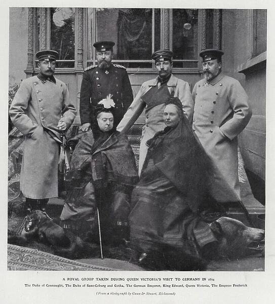 Queen Victoria and members of her family during her visit to Germany, 1894 (b  /  w photo)