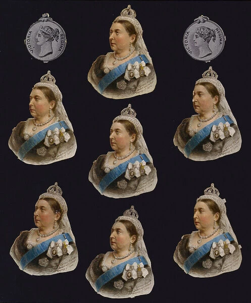 Queen Victoria, portraits and medals (chromolitho)