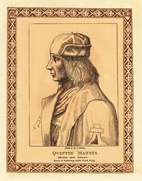 Quentin Matsys, Flemish history painter and portraitist. 1817 (etching)