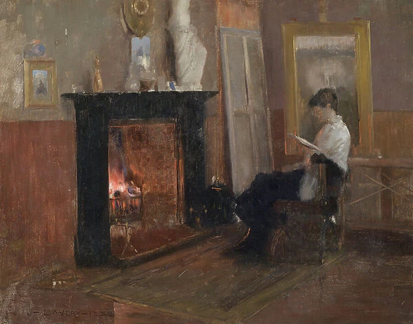 A Quiet Day in the Studio, 1885 (oil on canvas)