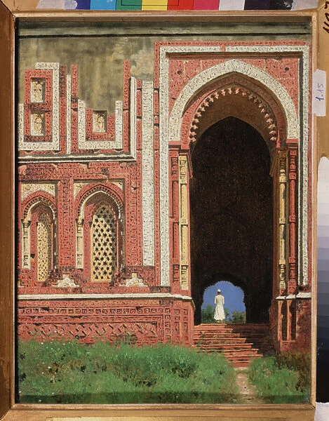 Qutb Minar, une porte entourant le vieux Delhi (Inde) (Qutub Minar, A surrounding gate in old Delhi) - Peinture de Vasili Vasilyevich Vereshchagin (Vassili Verechtchaguine) (1842-1904), 1875, huile sur toile, art russe