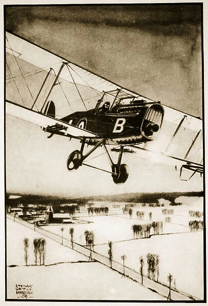 The R. A. F Assists to Break the Transport Strike, 1919, illustration from Flying Memories by John Hamilton, 1934 (litho)