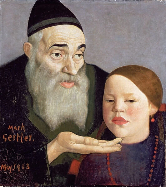 The Rabbi and his Grandchild, 1913 (oil on canvas)