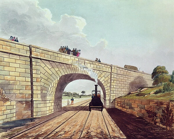 Rainhill Bridge, plate 12 from Liverpool and Manchester Railway, engraved by Henry Pyall