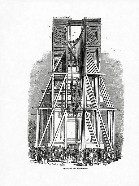 Raising the Wellington Statue, published in The Illustrated London News