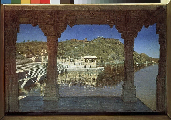 Rajasthan (Inde), sur le lac a Udaipur (Rajasthan, at the Lake in Udaipur) - Peinture de Vasili Vasilyevich Vereshchagin (Vassili Verechtchaguine) (1842-1904), huile sur toile, 1874, art russe, paysage 19e siecle - State Tretyakov Gallery, Moscou