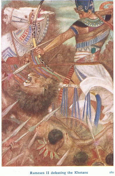 Rameses II defeating the Khetans (colour litho)
