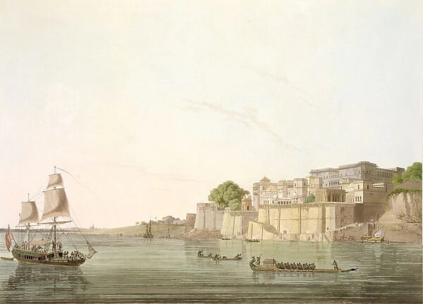 Ramnugur, near Benares, on the River Ganges, from Oriental Scenery