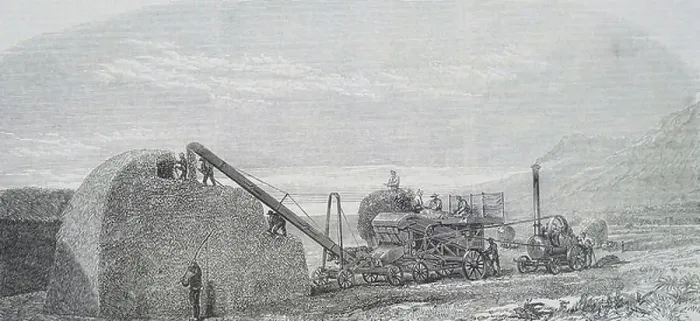 Framed Print : A Ransomes, Sims & Jefferies threshing and stacking machine