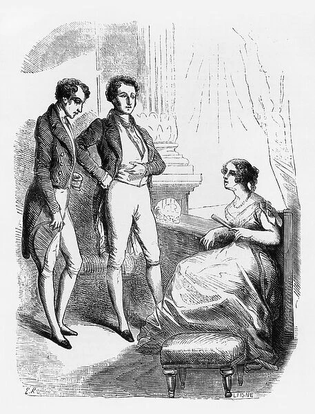 Rastignac introduced to Madame de Nucingen, illustration from Le Pere Goriot