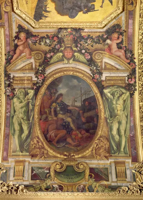 Framed Print : Re-establishment of Navigation Rights in 1663, Ceiling Painting from the Galerie des