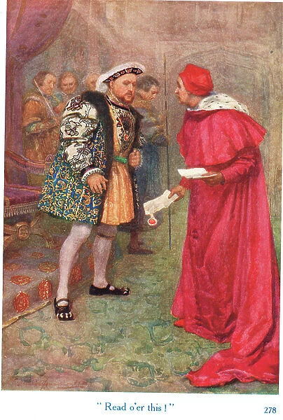 Read o'er this!, illustration from Shakespeare's stories of the English Kings, published by George Harrap & Son, 1912 (colour litho)
