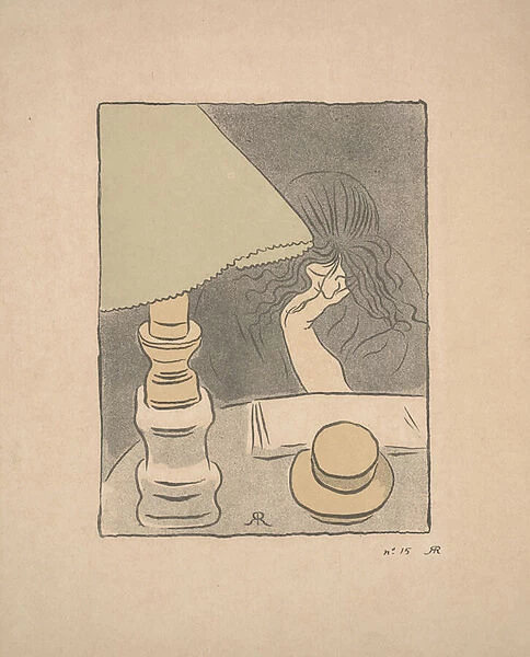 Reader with a Lamp, 1895 (colour litho)