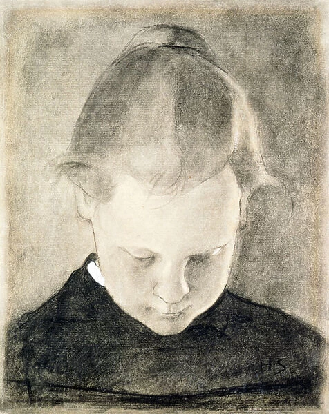 The Reading Girl, c. 1905 (charcoal & gouache on paper)