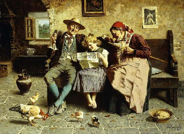 Reading the News, (oil on canvas)
