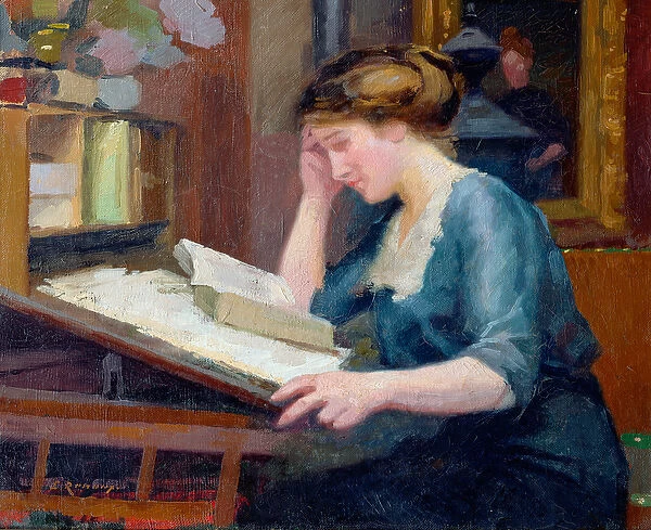 Reading (oil on canvas)