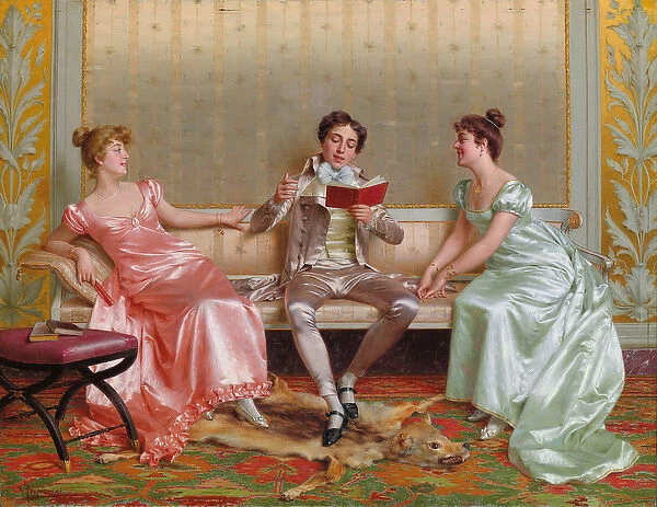 The Reading, (oil on canvas)