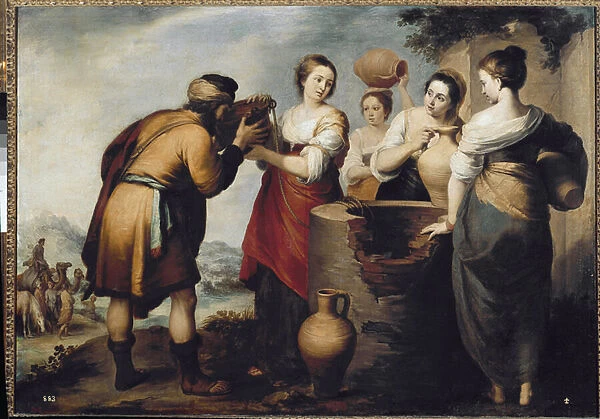 Rebecca and Eleazar at the Well (oil on canvas, 1665)