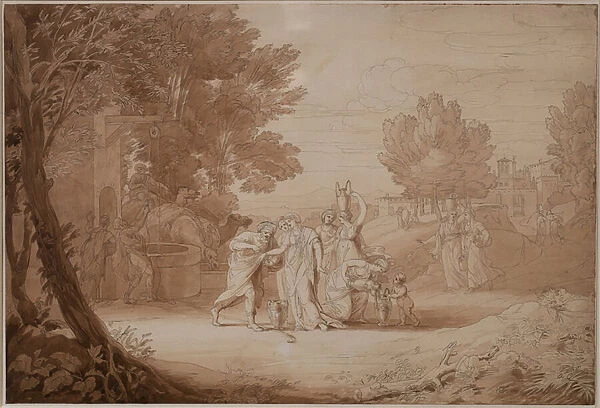 Rebecca at the Well, 1807 (pen & ink on paper)
