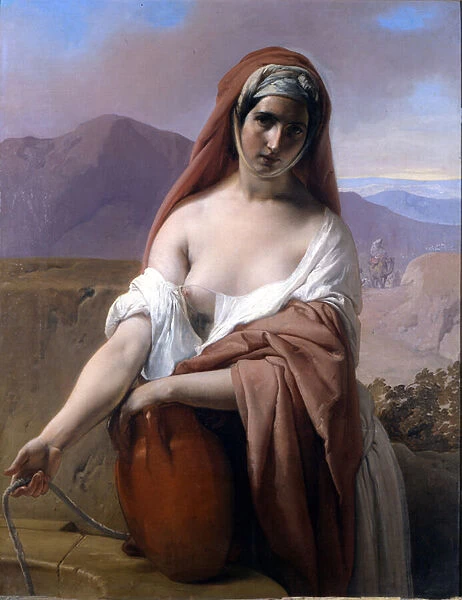 Rebecca at the well. Painting by Francesco Hayez. Accademia di Brera. Milan