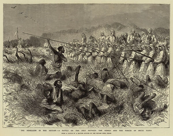 The Rebellion in the Soudan, a Battle on the Nile between the Rebels and the Forces of Hicks Pasha (engraving)