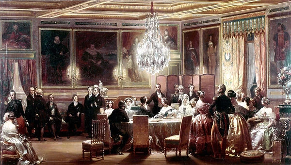 Reception in honor of Queen Victoria and Prince Albert at the Chateau d Eu on September 3, 1843, painting by Eugene Louis Lami (1800-1890) 1845 (oil on canvas)