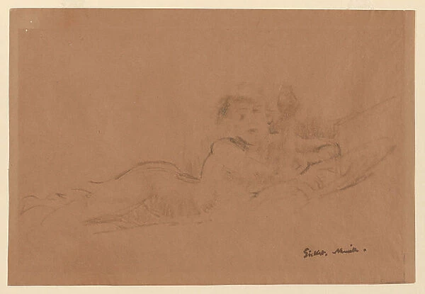 Reclining Nude, c. 1902 (black crayon on brown paper)