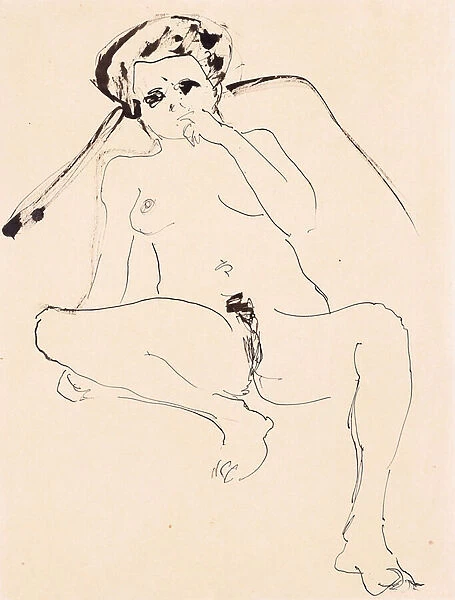 Reclining Nude; Liegender Akt, 1919 (pen, brush and indian ink on paper)
