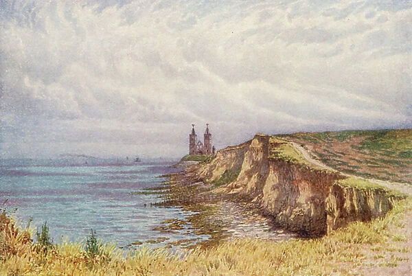 Reculver from the West (colour litho)