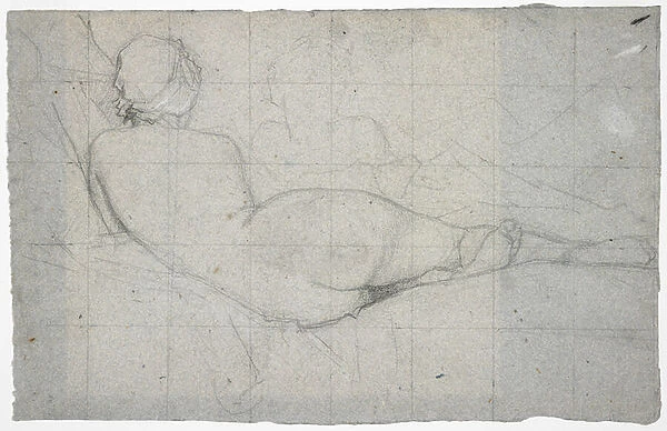 Recumbent Female Nude and Partial Study of a Second Female Figure, c